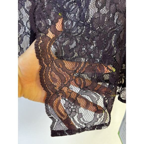 NWT VTG Patra Sheer Lace Long Sleeve Jacket Top Women's 14 Purple - Picture 7 of 15